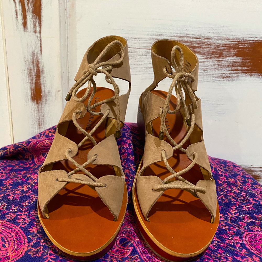 Lucky Brand Hipsta Leather Wedge Sandals